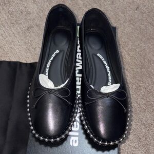 Alexander Wang Black Flats with Pearl Accents